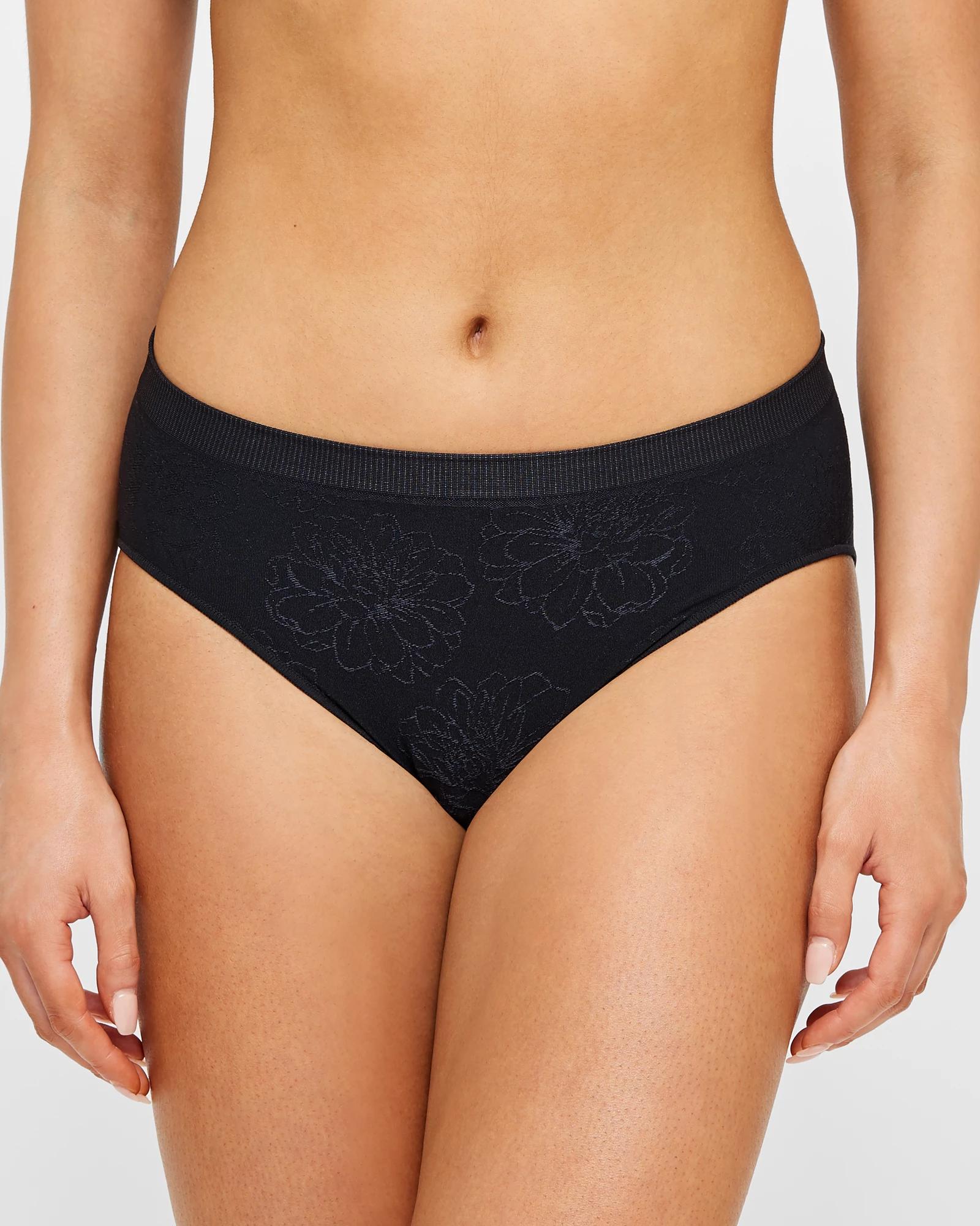 Seamfree Jacquard High Cut Briefs - Black