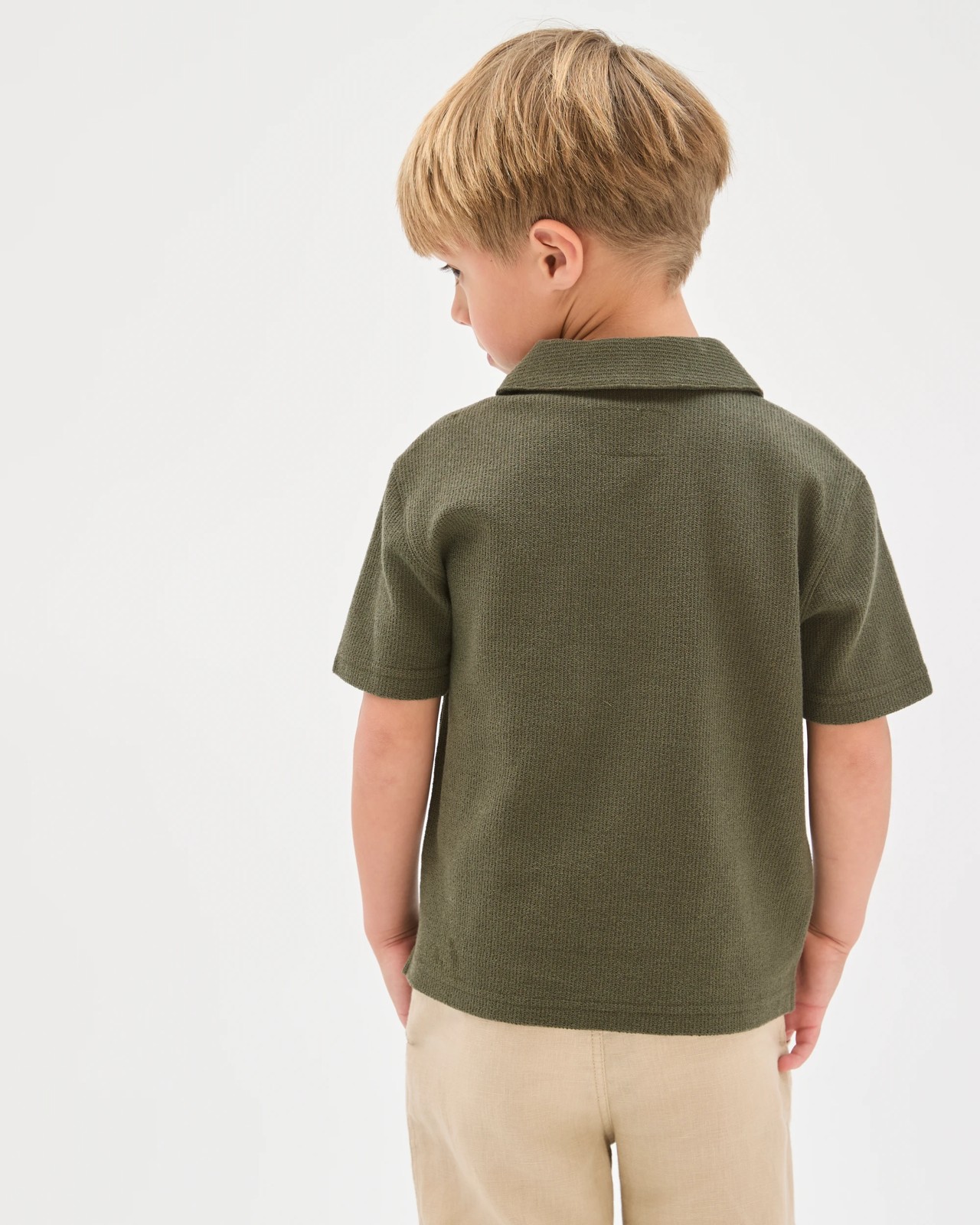 Short Sleeve Textured Shirt - Avocado 4 of 6