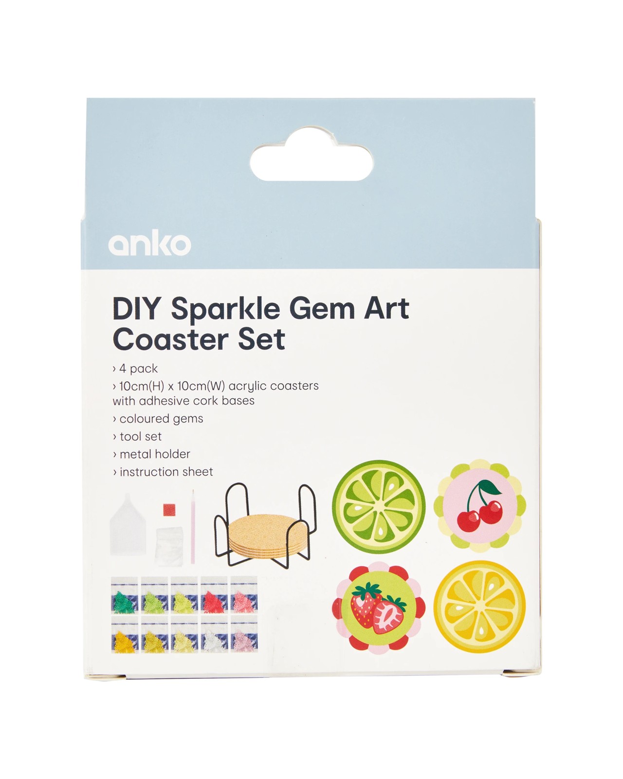 Anko DIY Sparkle Gem Art Coaster Set - Fruit 3 of 3