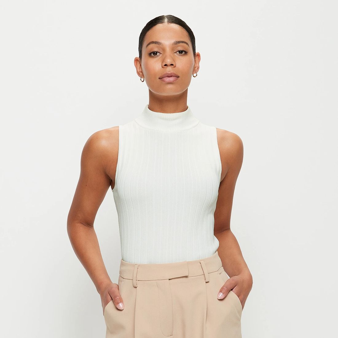 Mock Neck Rib Knit Top Preview Eggnog Target Australia