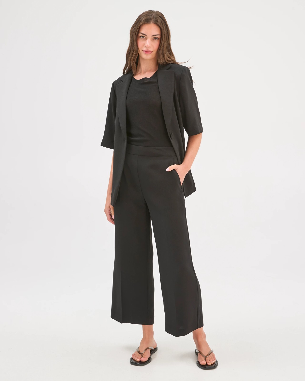 Petites Tailored Cropped Crepe Culotte Pants 4 of 5