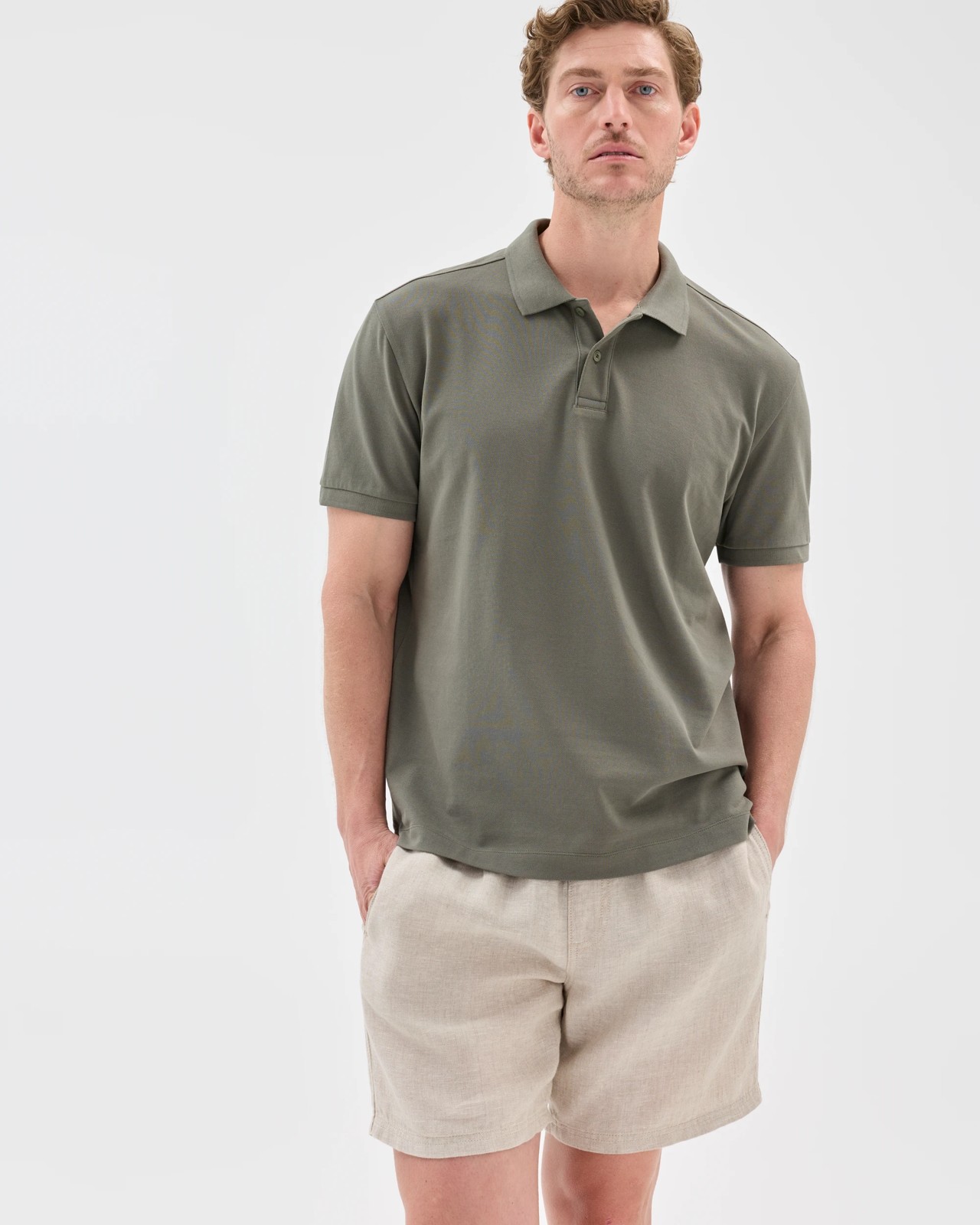 Australian Cotton Pique Polo Top - Khaki 5 of 5