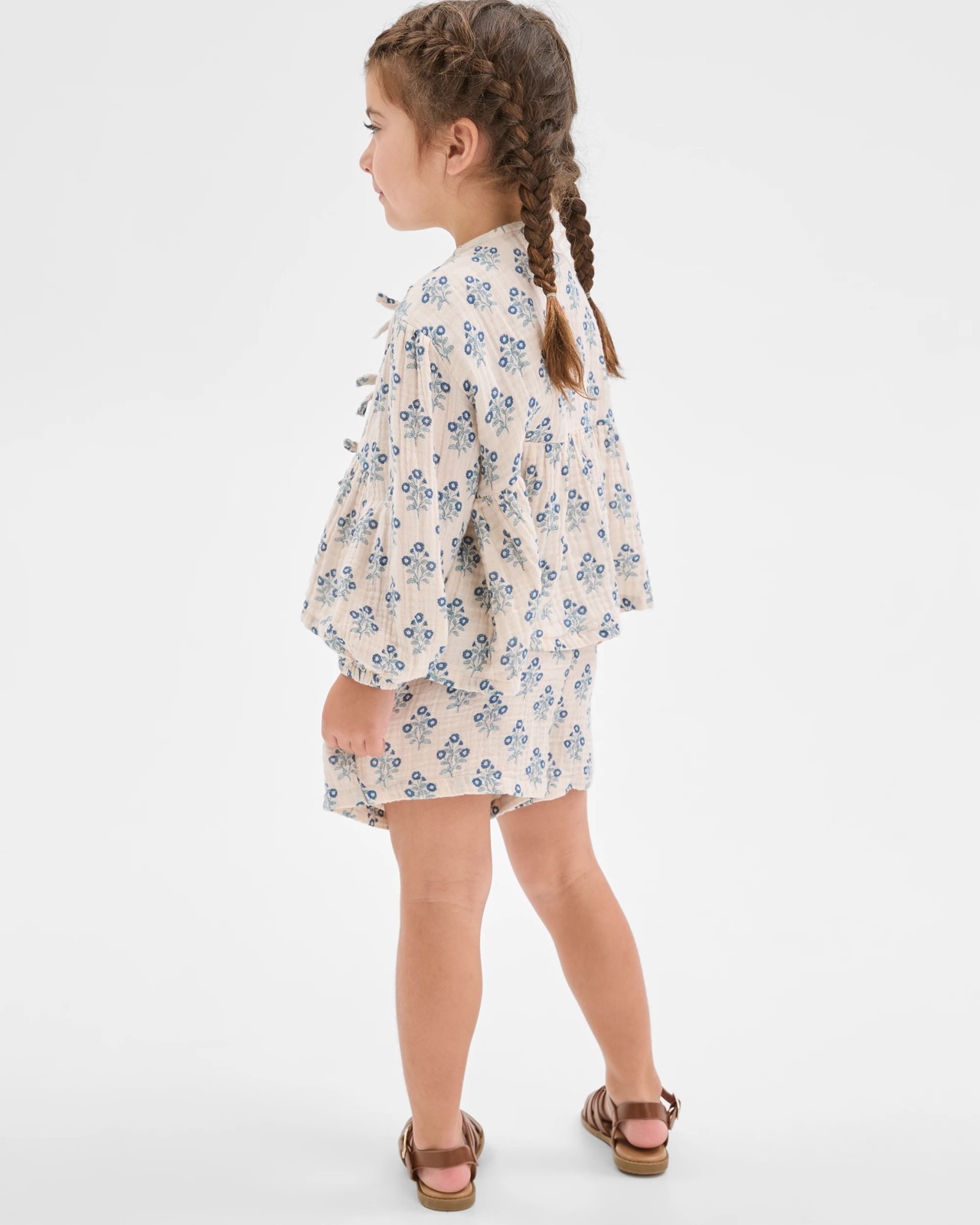 Woven Top and Shorts 2 Piece Set - Blue Stamp 4 of 5