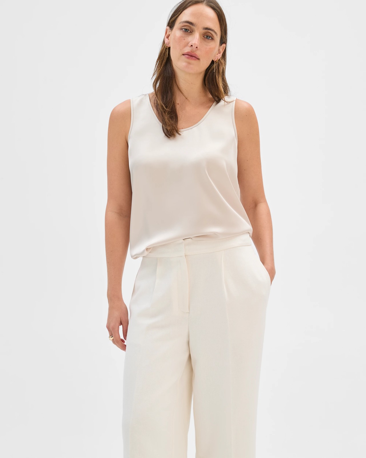 Preview Tailored Wide Leg Pants - Cloud Dancer 5 of 5