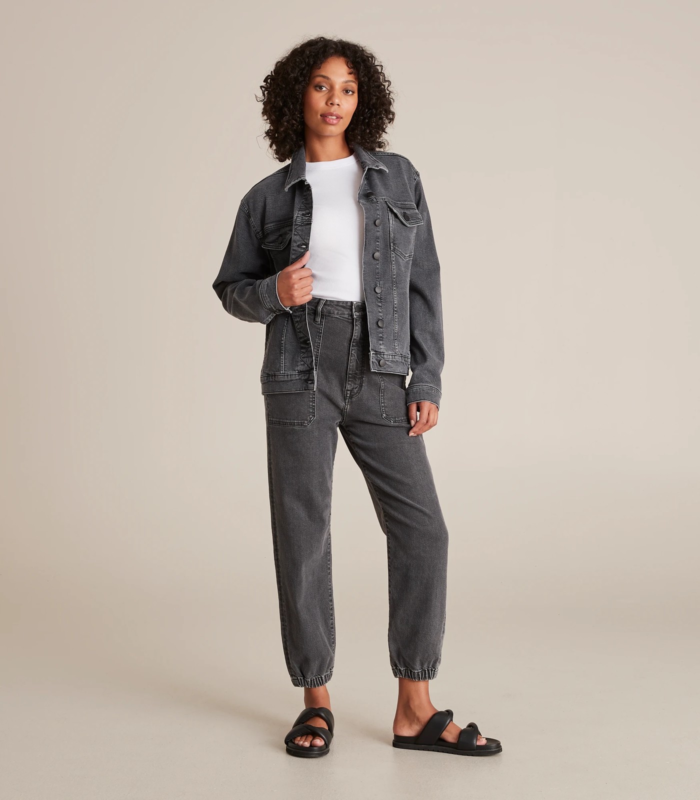 Black denim jacket outlet longline