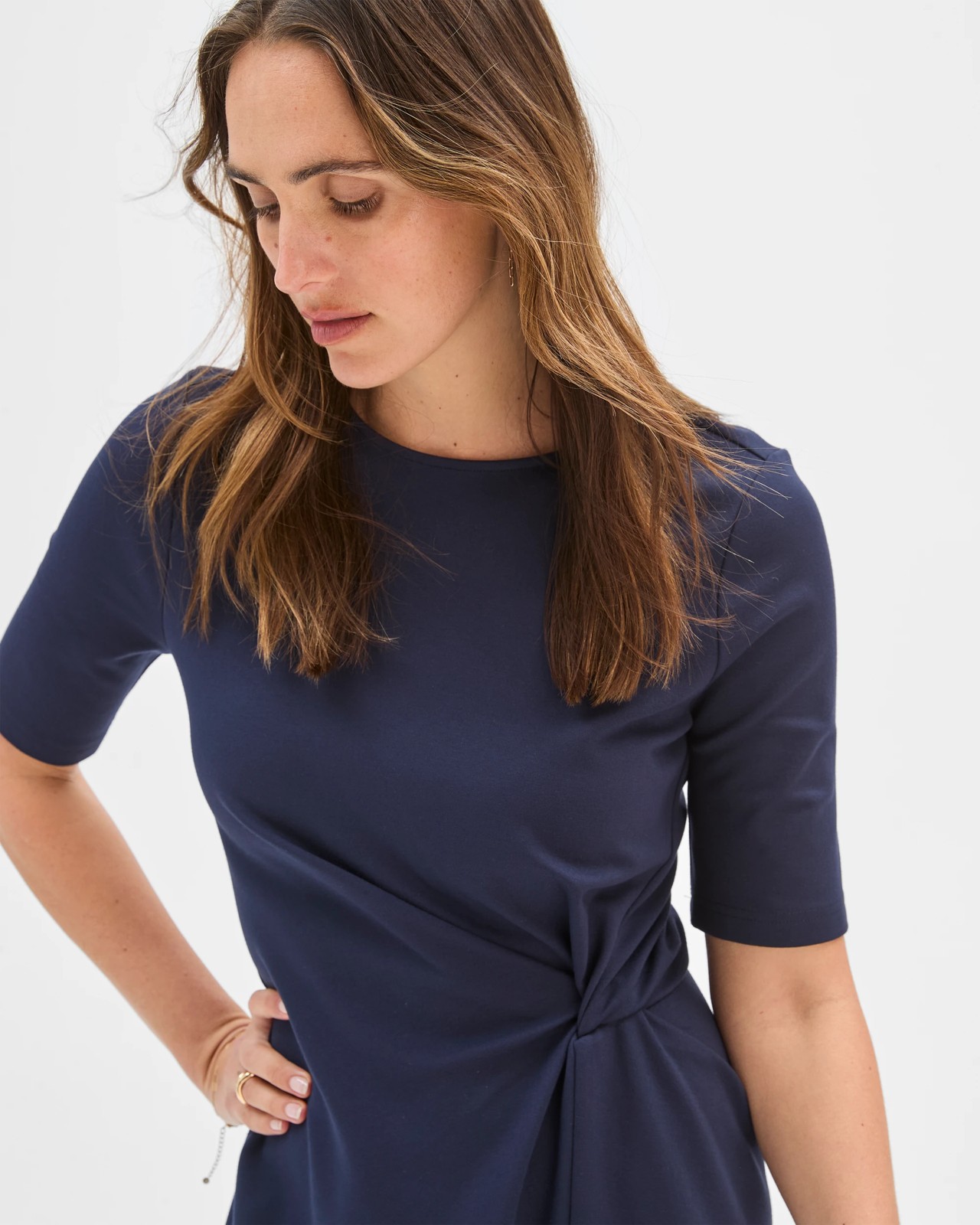 Preview Ponte Twist Detail Midi Dress - Ink Navy 5 of 5