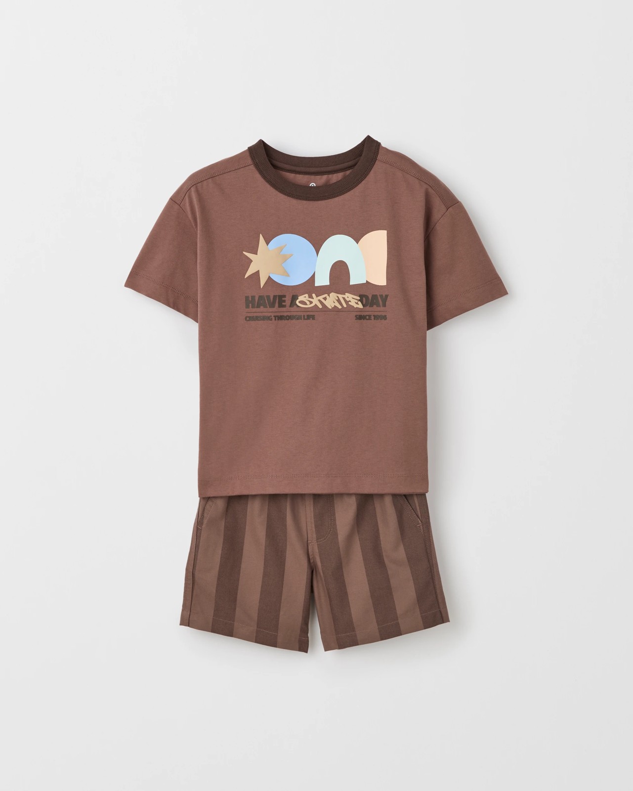 Australian Cotton T-Shirt and Shorts 2 Piece Set - Brown 5 of 5