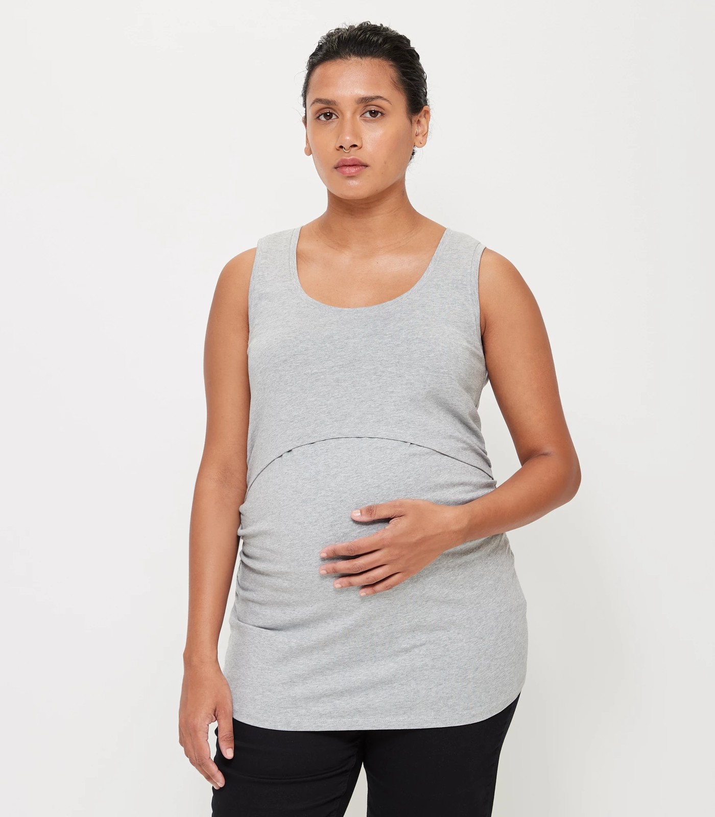 Maternity Organic Cotton Nursing Tank Top - Grey