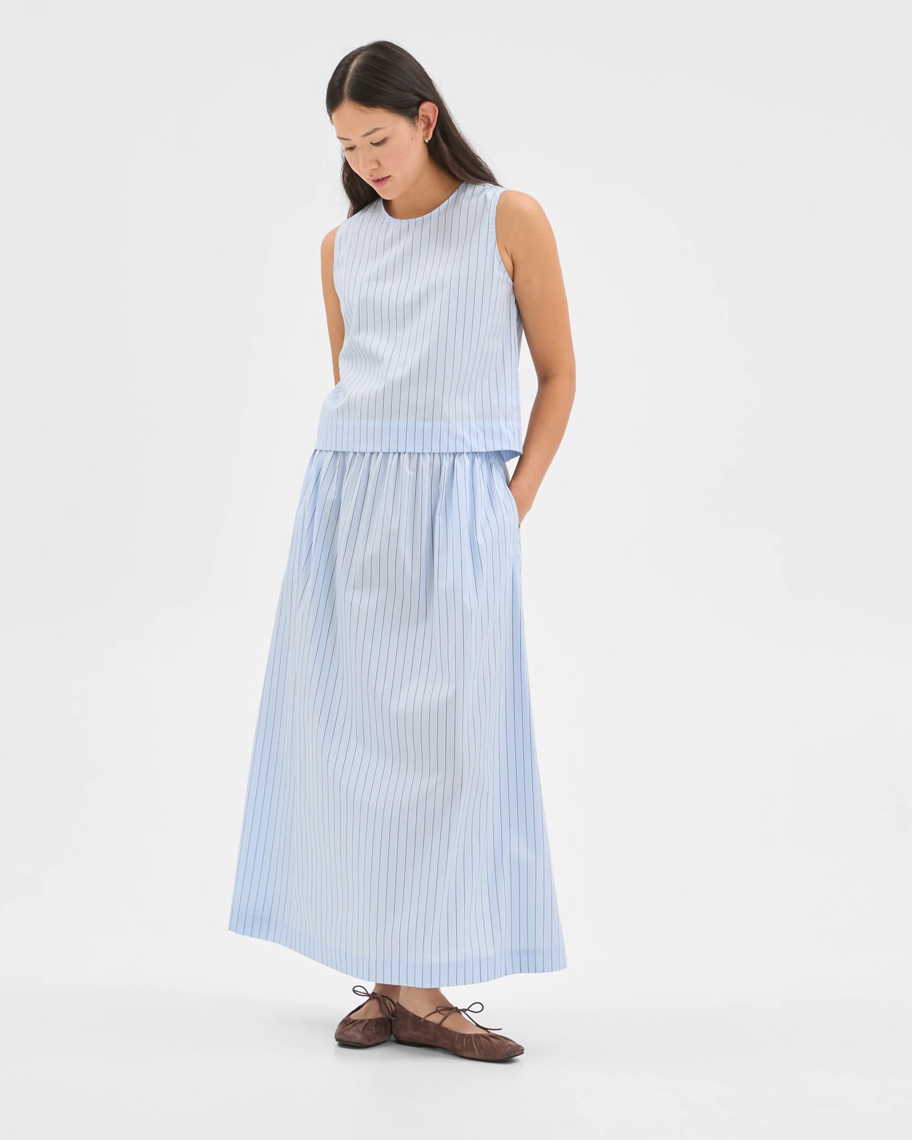 Preview Australian Cotton Sleeveless Tank Top - Blue / Stripe 2 of 6