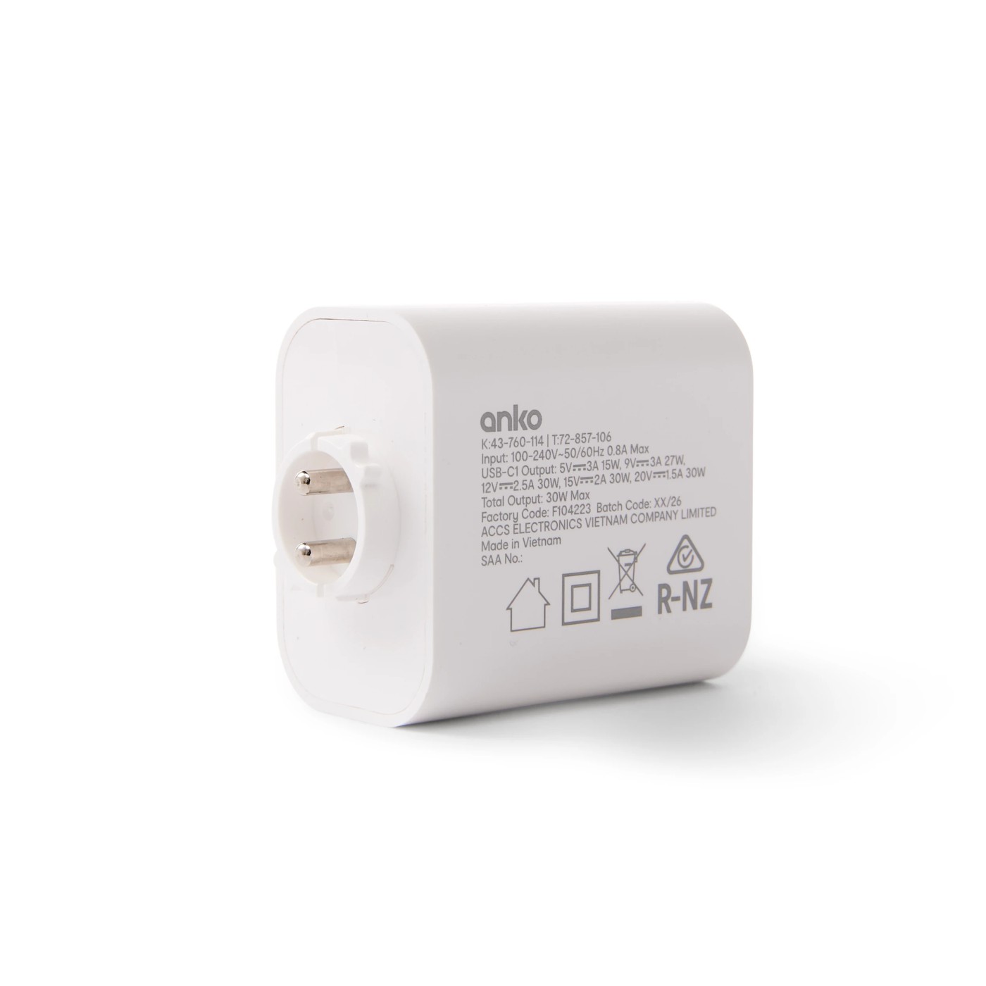 Anko 30W Travel Charger with Travel Plugs 5 of 5