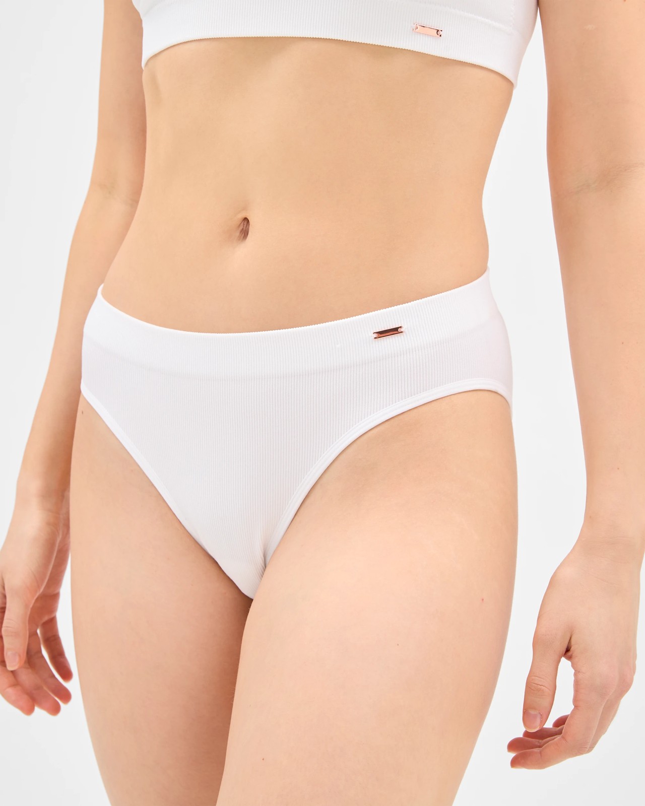 Lily Loves 2 Pack Rib Seamfree High Waist Bikini Briefs - White 4 of 5