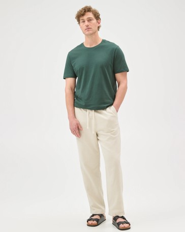 Australian Cotton Elastic Waistband Relaxed Textured Pants