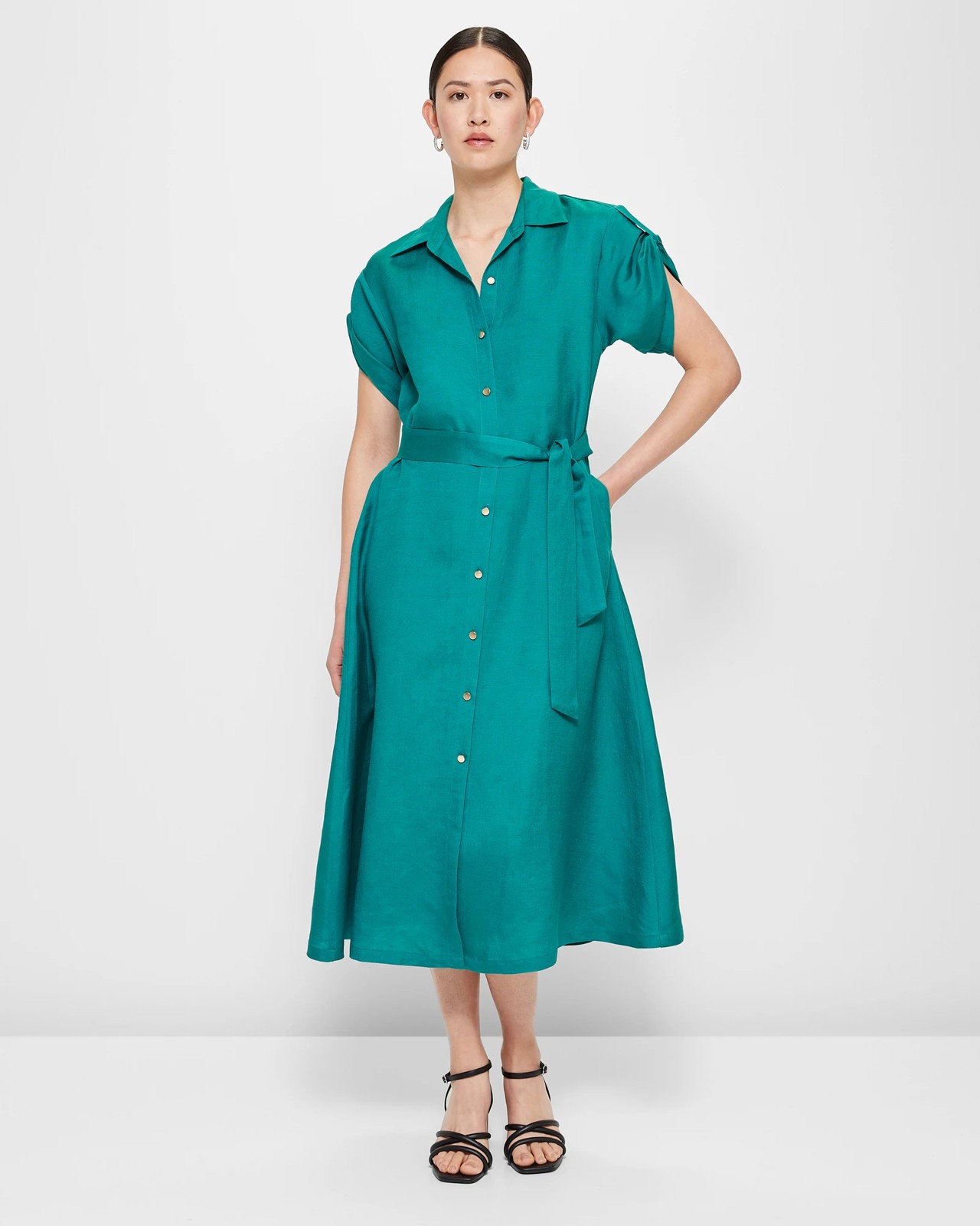 Linen blend hot sale shirt dress