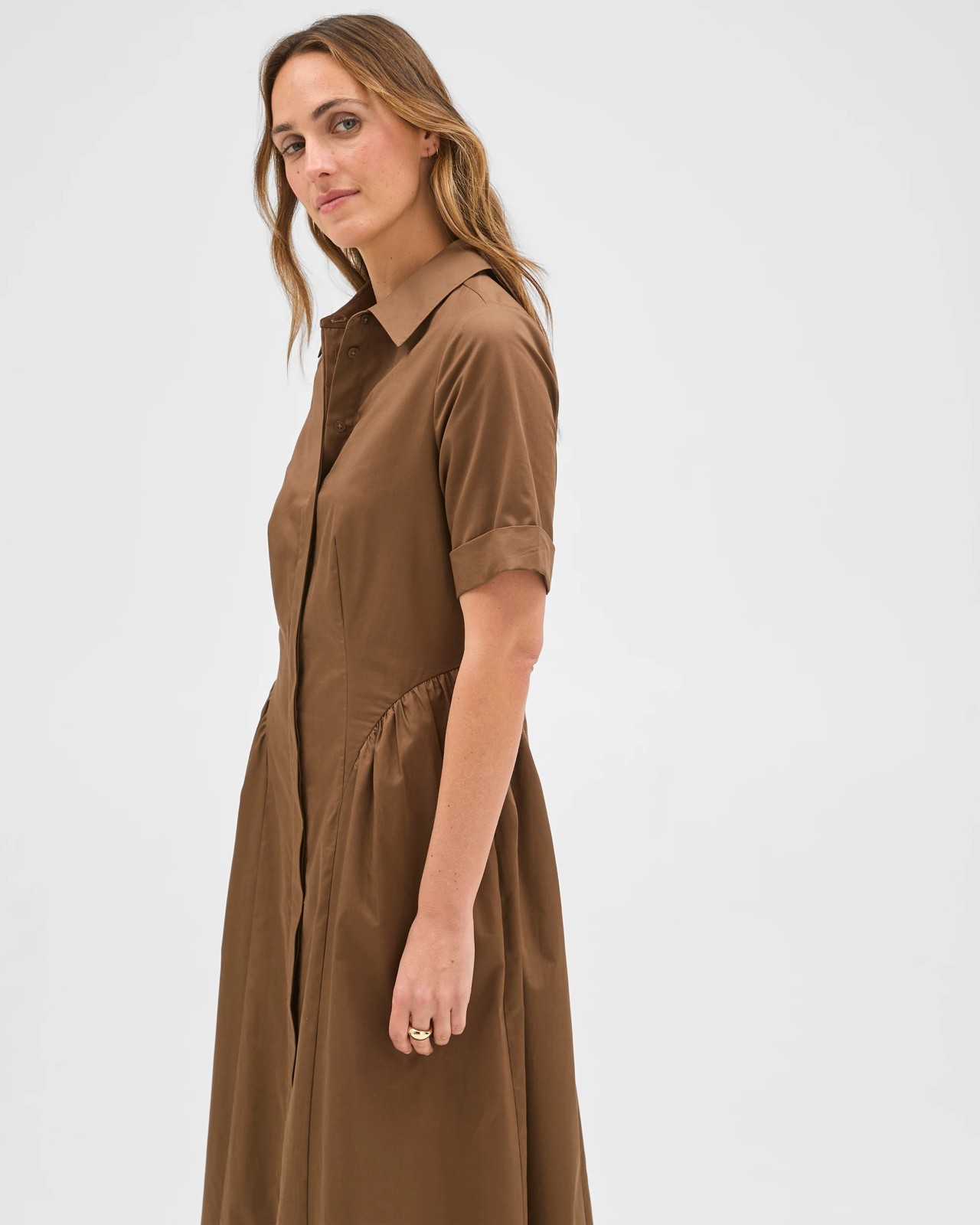Preview Australian Cotton Volume Midi Shirt Dress - Fall leaf 4 of 5