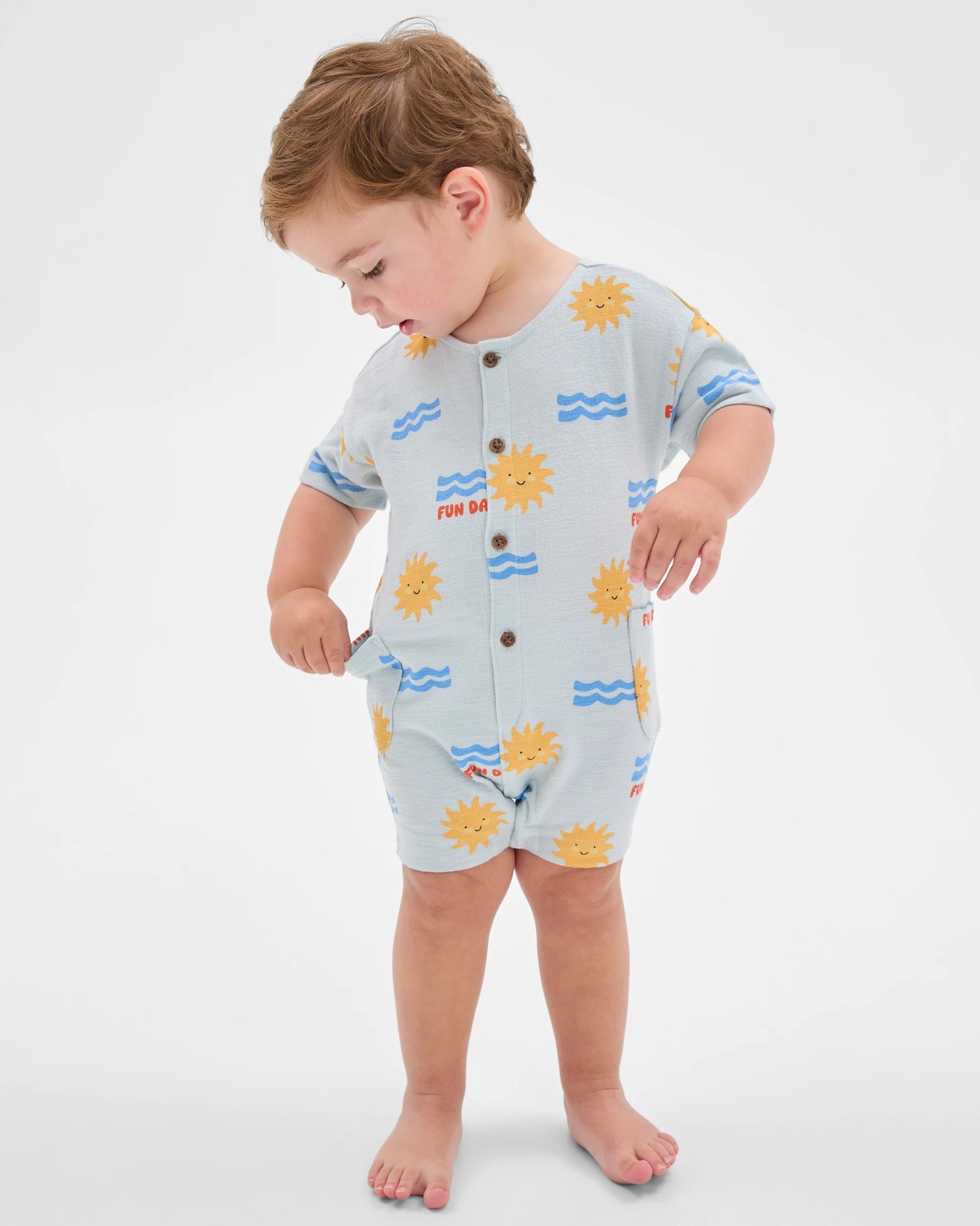Baby Organic Cotton Romper - Blue 2 of 6