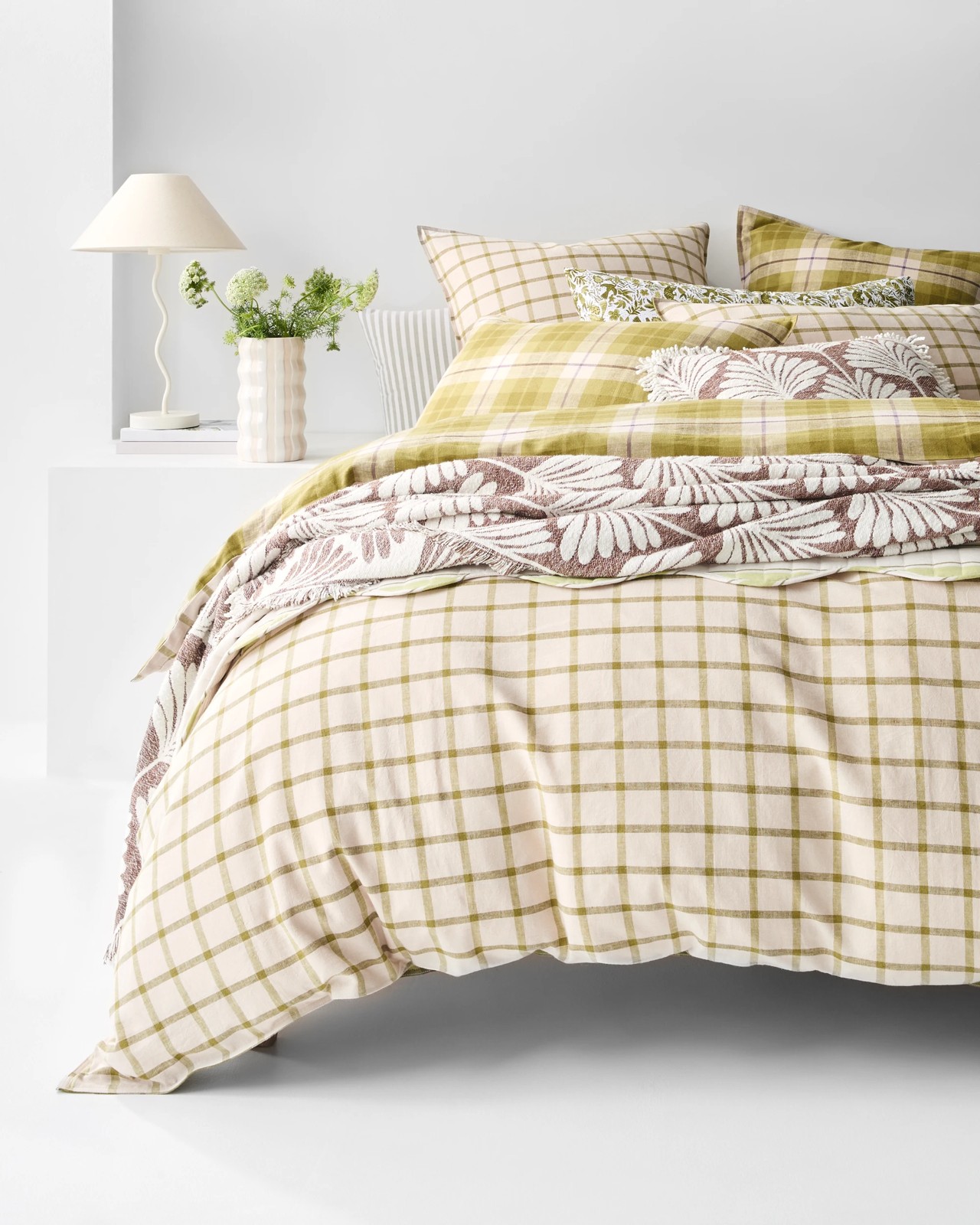 Aster Check Linen/Coton Quilt Cover Set 2 of 5