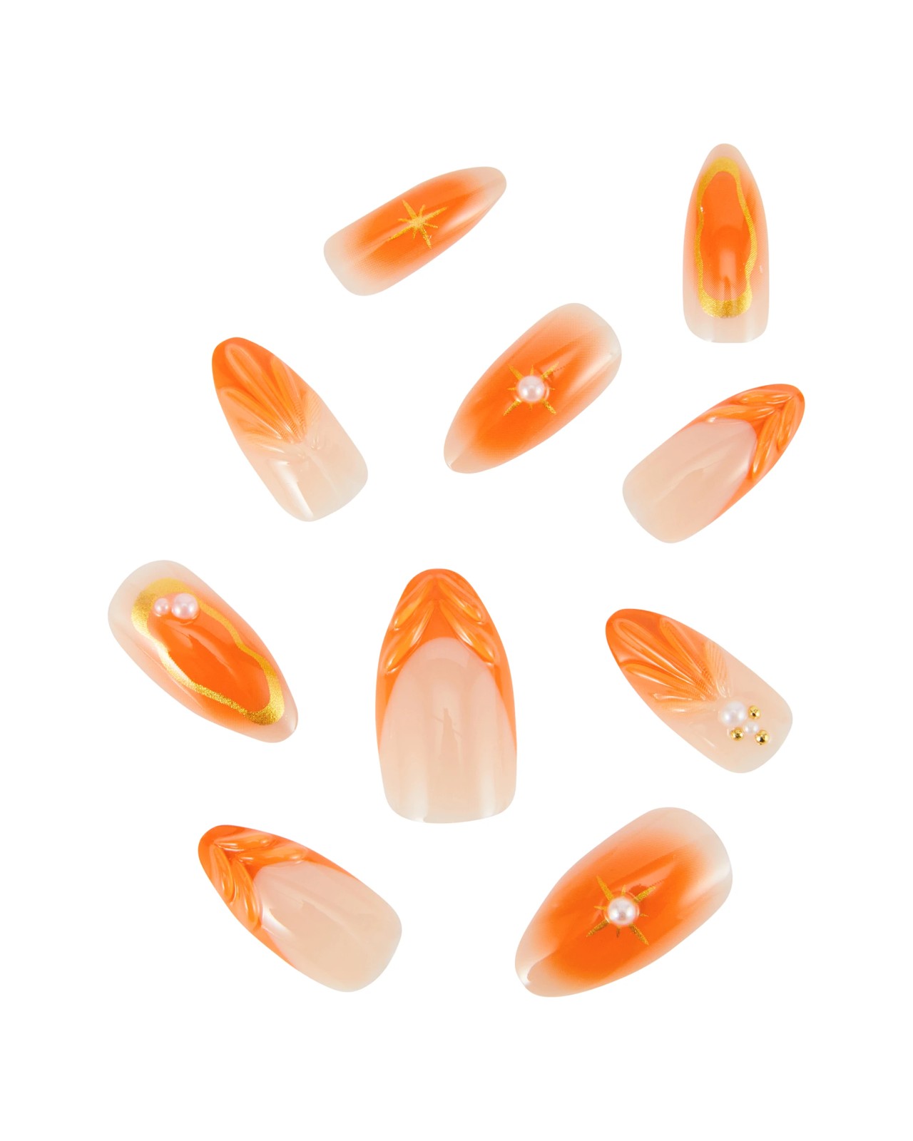 OXX Cosmetics 24 Pack Artificial Nails with Adhesive - Stiletto - Orange 2 of 4