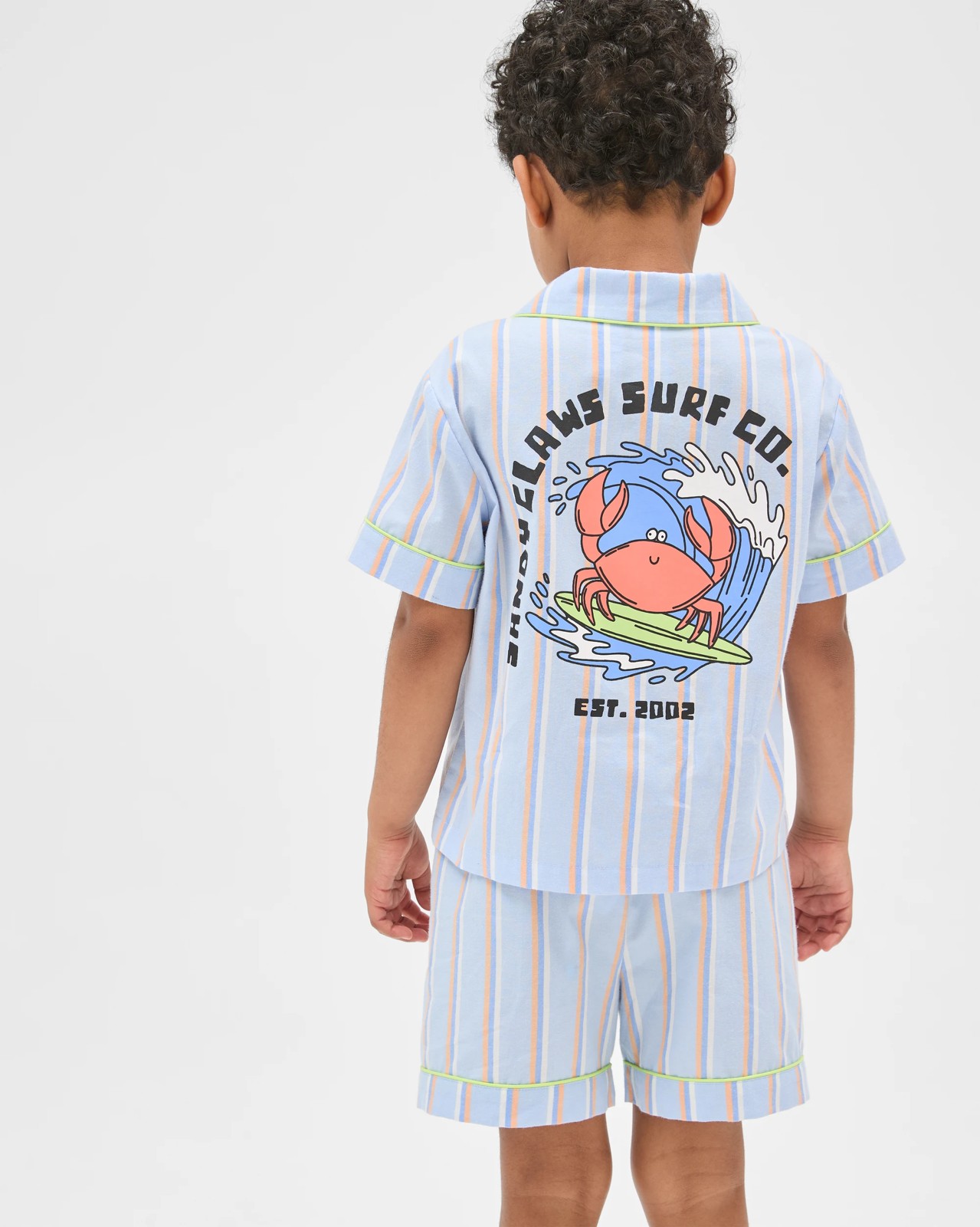 Australian Cotton Younger Boys Elevated Woven Pyjama Set - Blue Crab 4 of 5