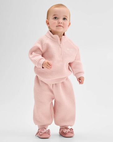 Baby Organic Cotton Quilted Quarter Zip Pullover Jumper