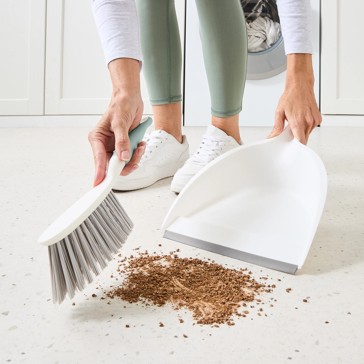 Dustpan and Brush, White and Grey - Anko