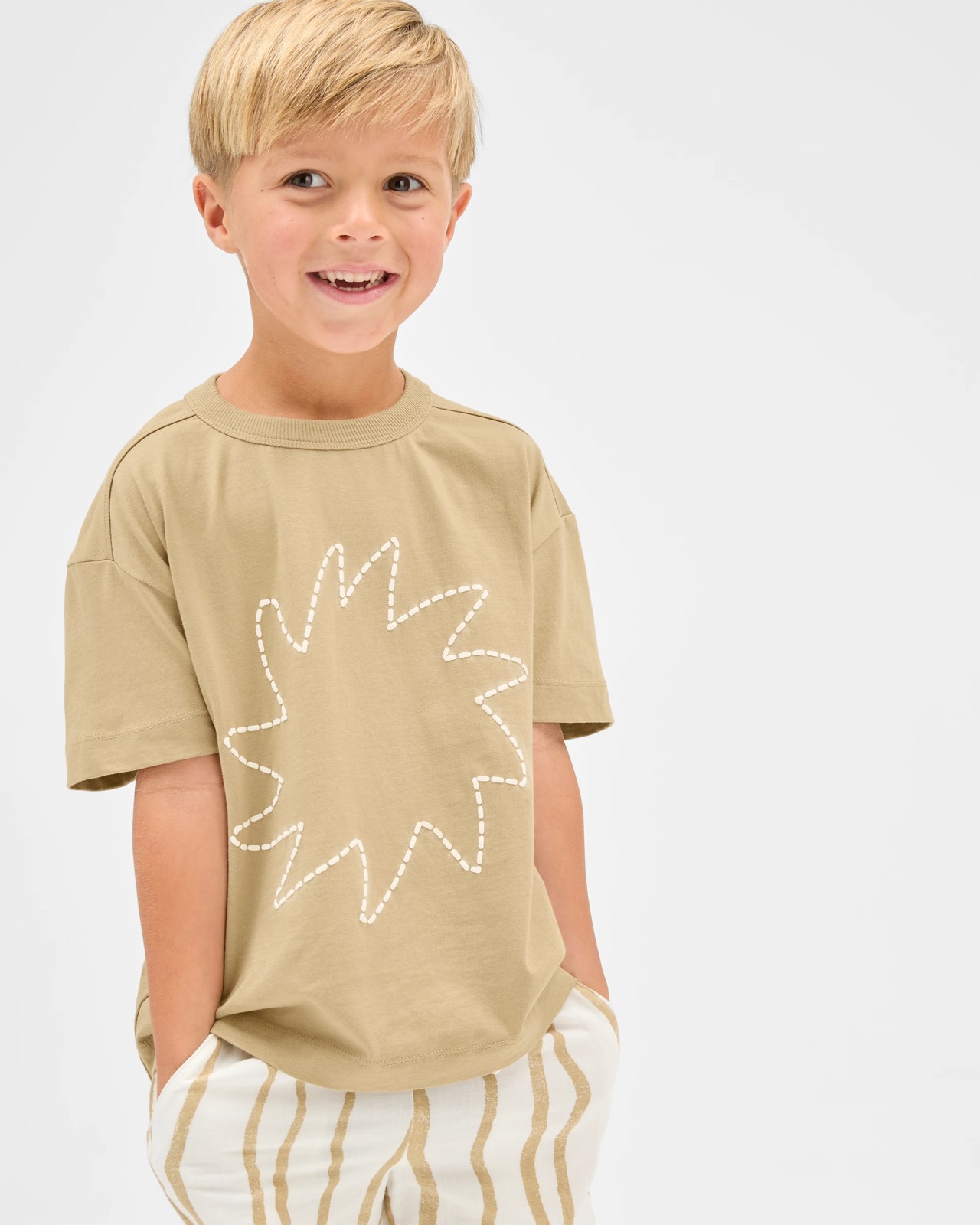 T-Shirt and Pants 2 Piece Set - Beige 2 of 5
