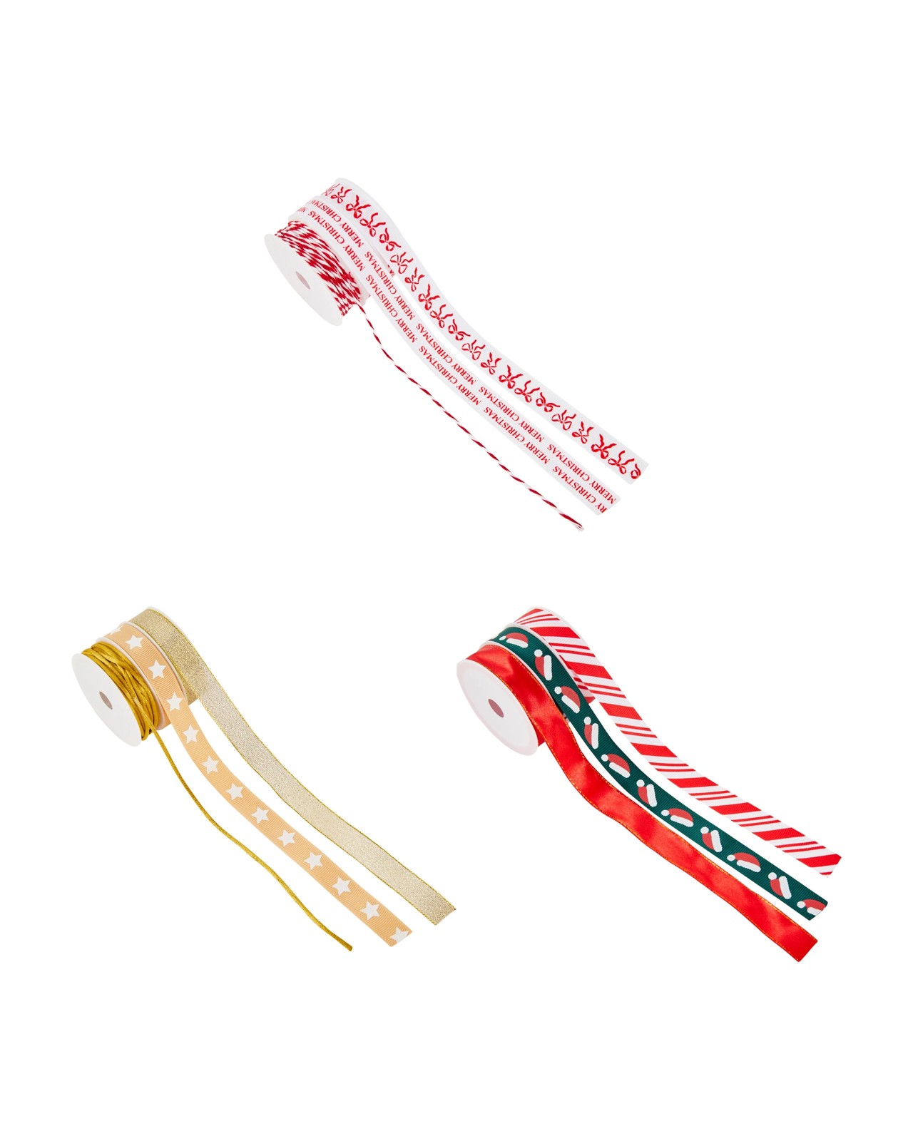 Anko 3 Pack Christmas Gift Ribbons - Assorted 2 of 3
