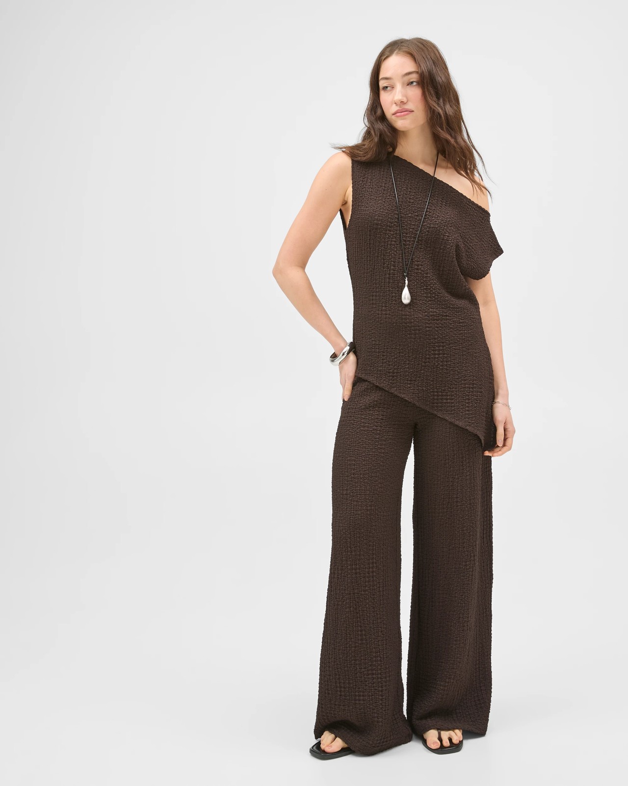 Lily Loves Textured Straight Leg Pants - Truffle 2 of 5