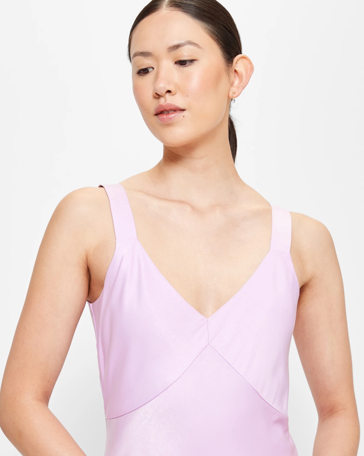 Satin V-Neck Slip Dress - Preview