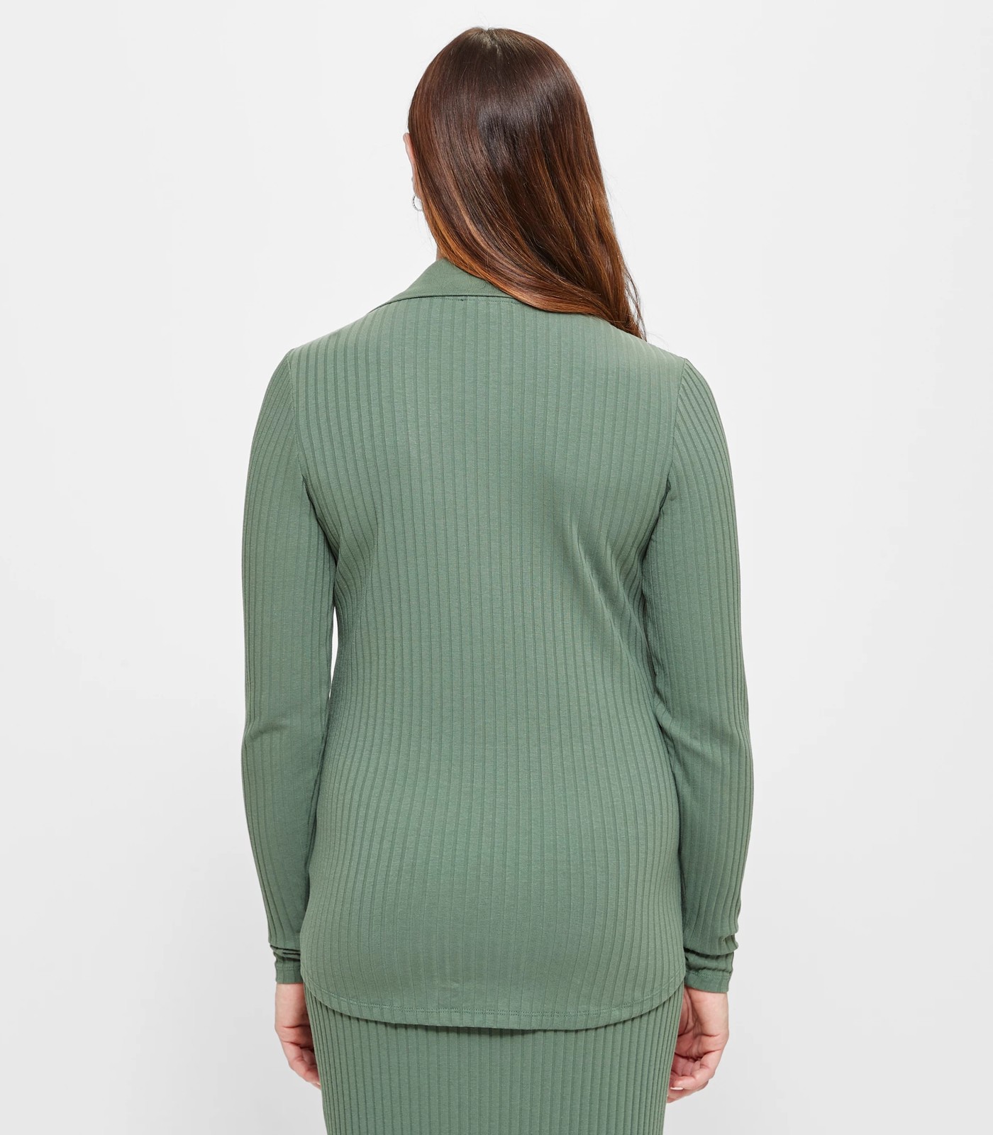  OTHER STORIES Fitted Ribbed Polo Top in Green