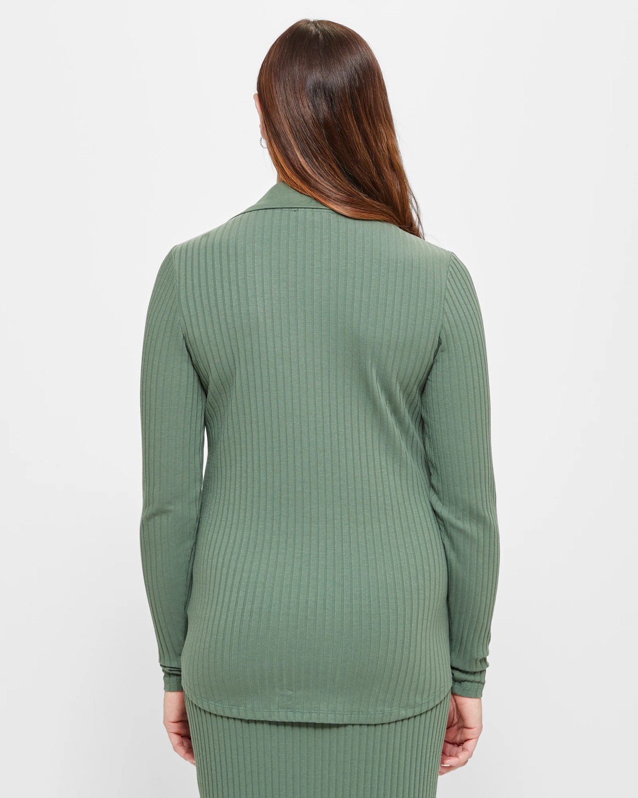  OTHER STORIES Fitted Ribbed Polo Top in Green