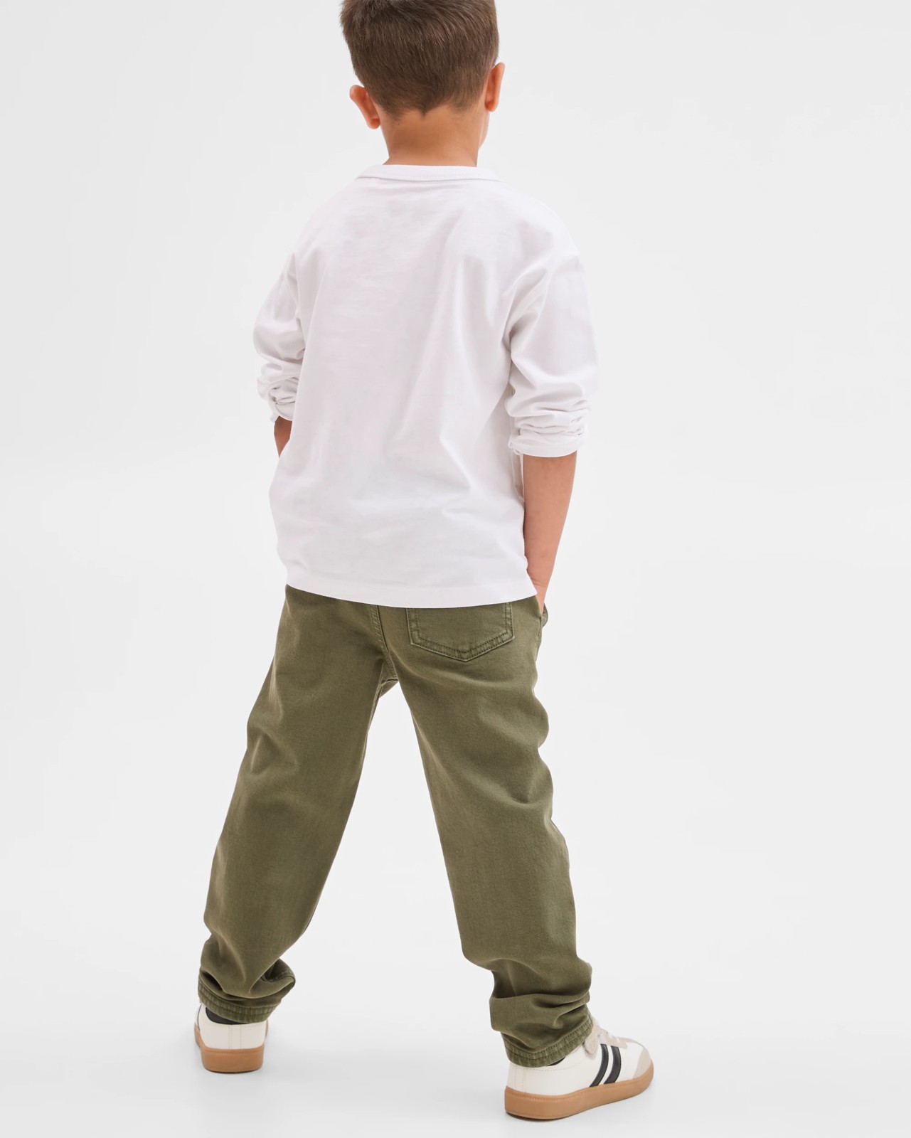 Elastic Waistband Loose Fit Denim Jeans - Khaki 6 of 6