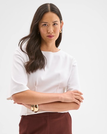 Preview Australian Cotton Blend Short Sleeve Knit Waisted Top