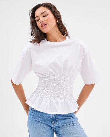 Australian Cotton Blend Shirred Waist T-Shirt - Lily Loves
