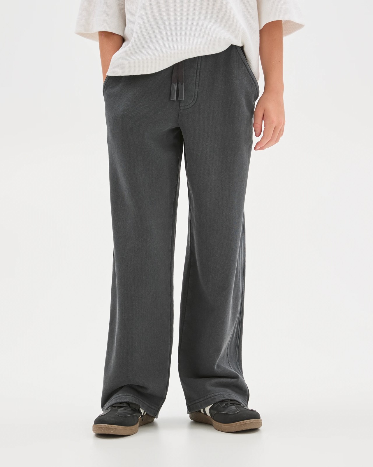 Australian Cotton Blend French Terry Side Stripe Wide Leg Trackpants 2 of 6