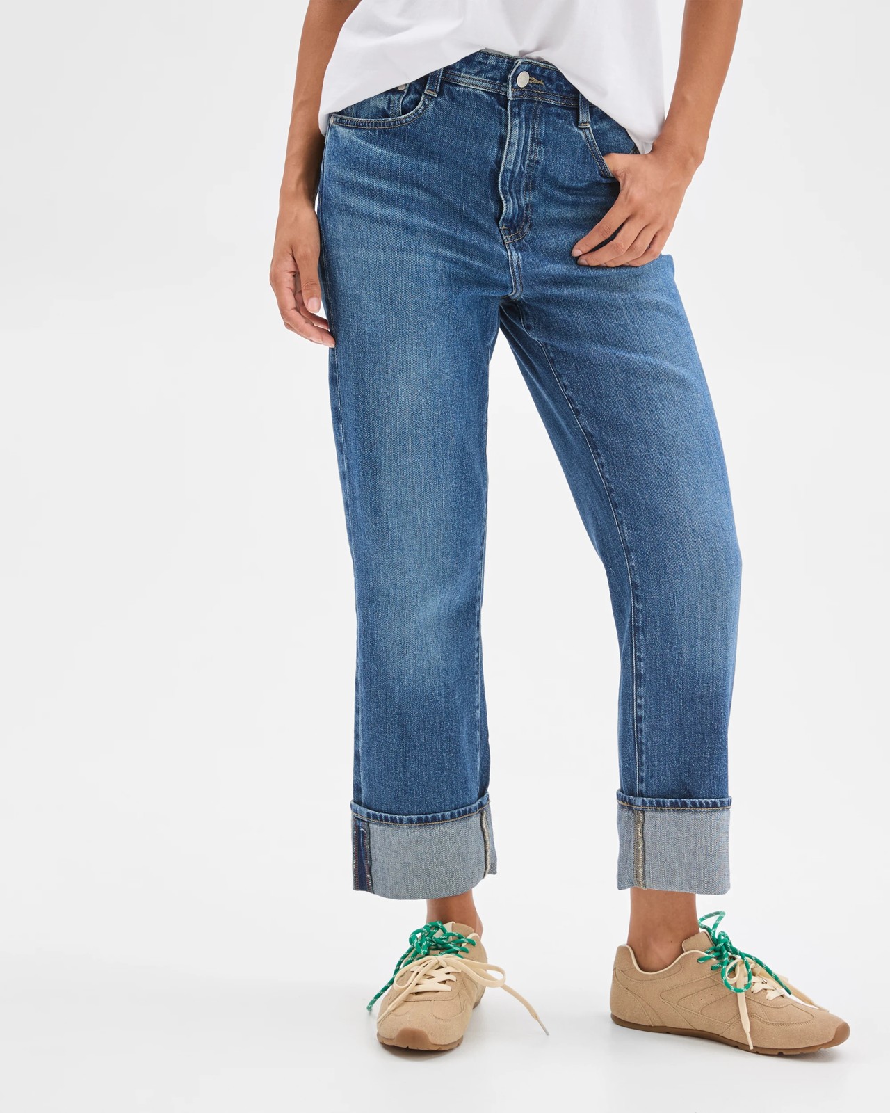 Straight Leg 90's Turn Up Denim Jeans 2 of 6