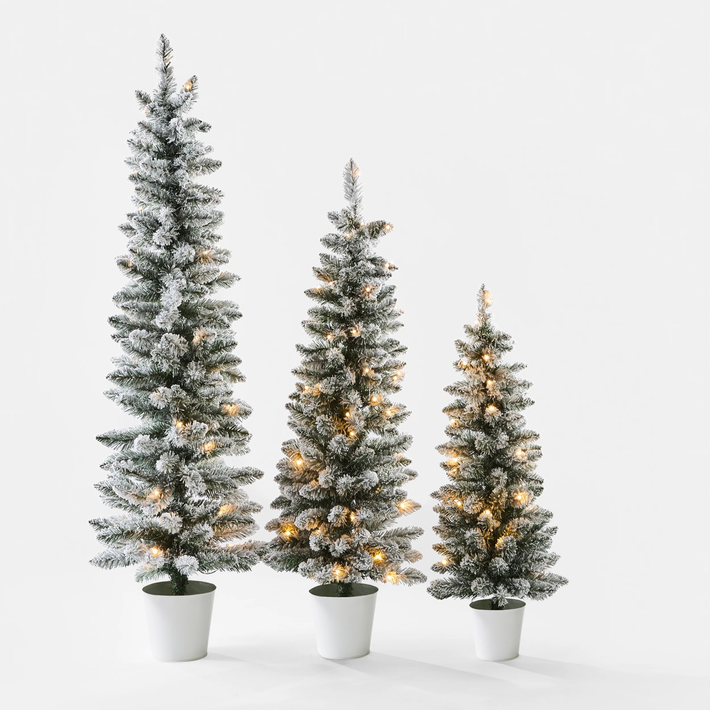 Anko Set of 3 Snowy Prelit Potted Christmas Trees 2 of 5