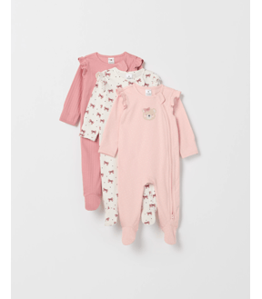 Baby Organic Cotton 3 Pack Zip Coverall