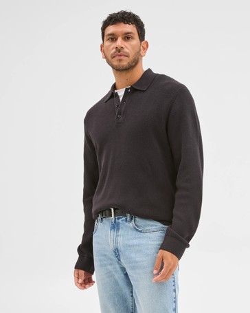 Australian Cotton Lightweight Long Sleeve Polo Neck Knit Sweater