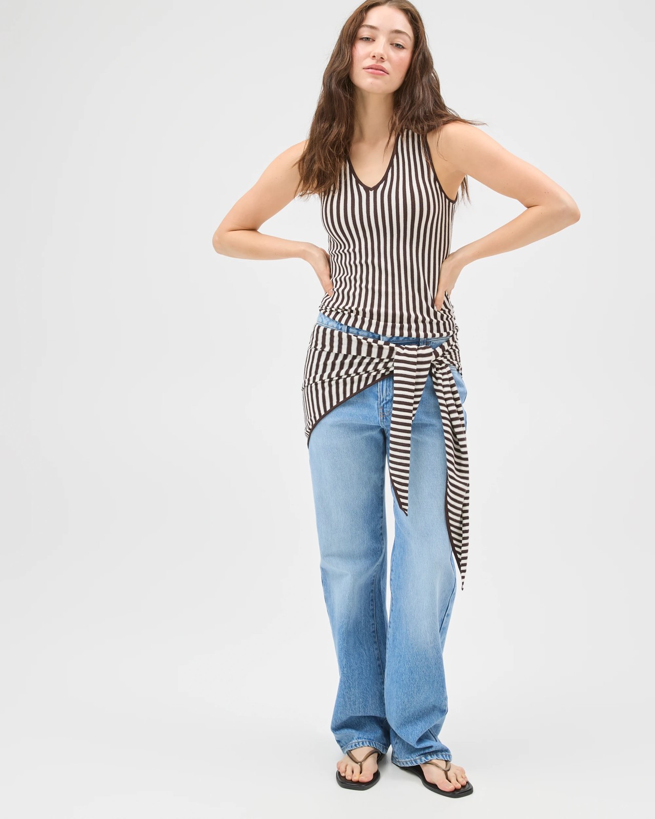 Lily Loves Tank Top and Scarf Set - Truffle Stripe 4 of 6