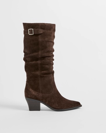 Genuine Suede Leather Slouch Boot
