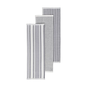 3 Pack Grey Stripe Tea Towels - Anko