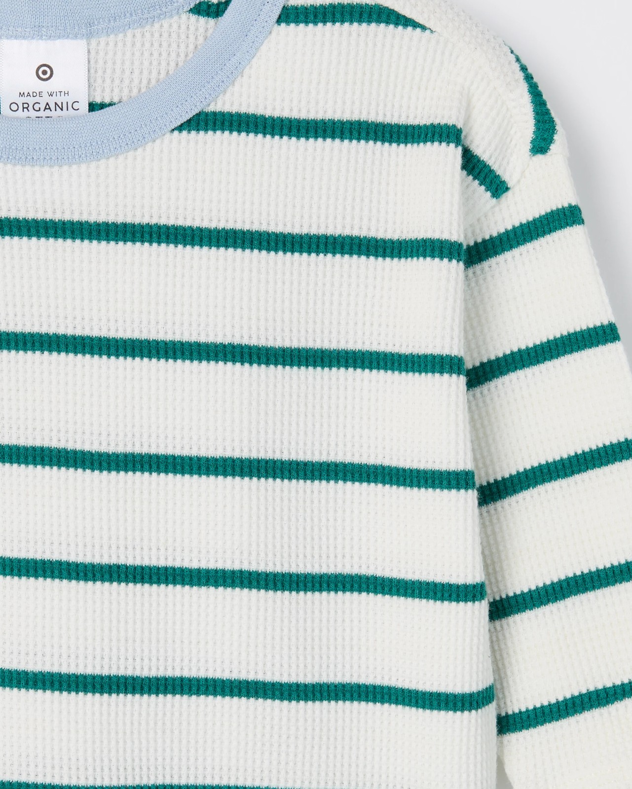 Baby Organic Cotton 2 Pack Long Sleeve Waffle & Rib T-Shirt - Cloud Dancer Stripe 4 of 4