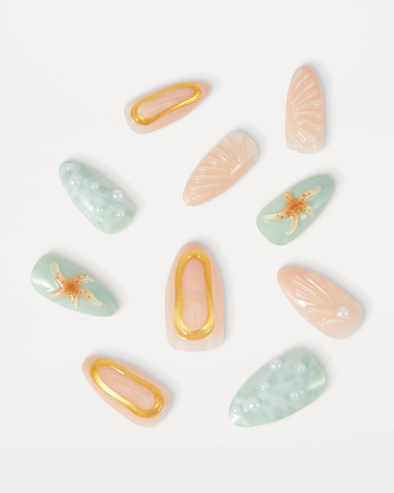 OXX Beauty 24 Pack Artificial Nails with Adhesive, Stiletto Shape - 3D Mermaid 2 of 4