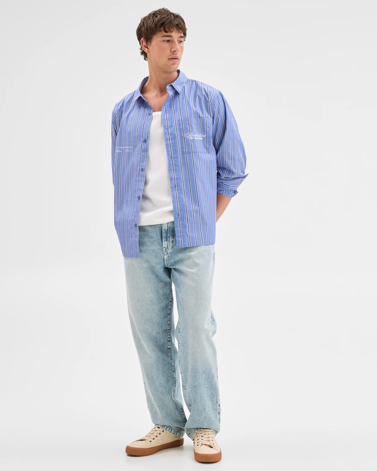 Commons Australian Cotton Business Shirt - Blue / Stripe 3 of 5