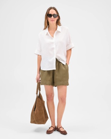 European Linen Pull On Shorts