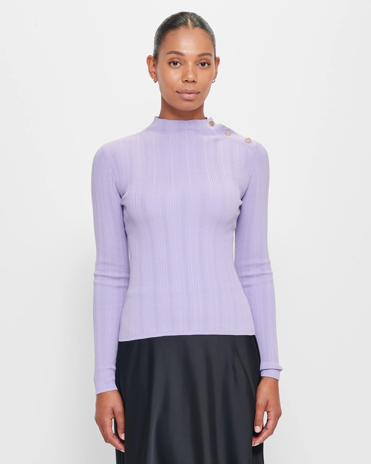 Purple mock neck top best sale