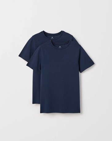 324257 2PK SS TEE PLAIN AUS COTTON - NAVY BLUE