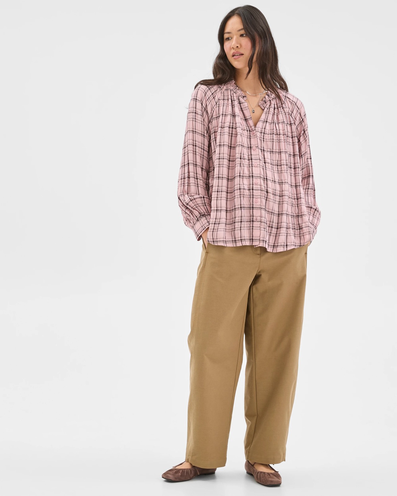 Long Sleeve Romantic Blouse - Check 2 of 5