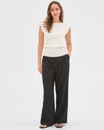 Preview Classic Pleat Front Wide Leg Pants