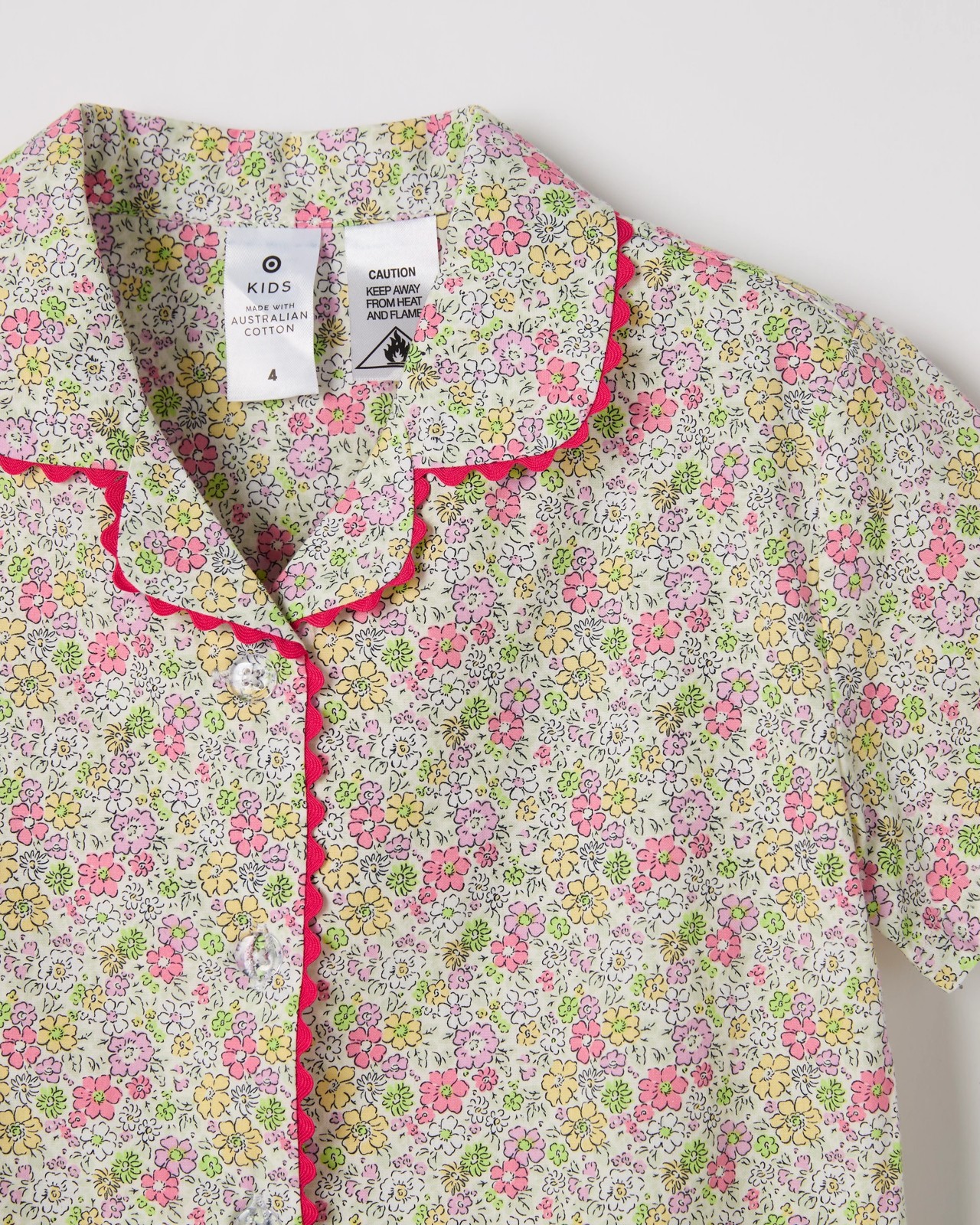 Australian Cotton Younger Girls Ric Rac Shorts Pyjama Set - Floral 6 of 6